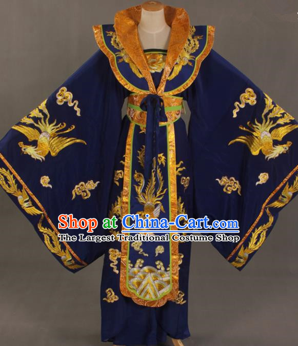 Handmade Traditional Chinese Beijing Opera Queen Royalblue Dress Ancient Court Lady Costumes for Women