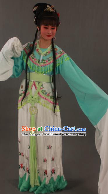 Traditional Chinese Peking Opera Actress Green Dress Ancient Court Princess Costumes for Women