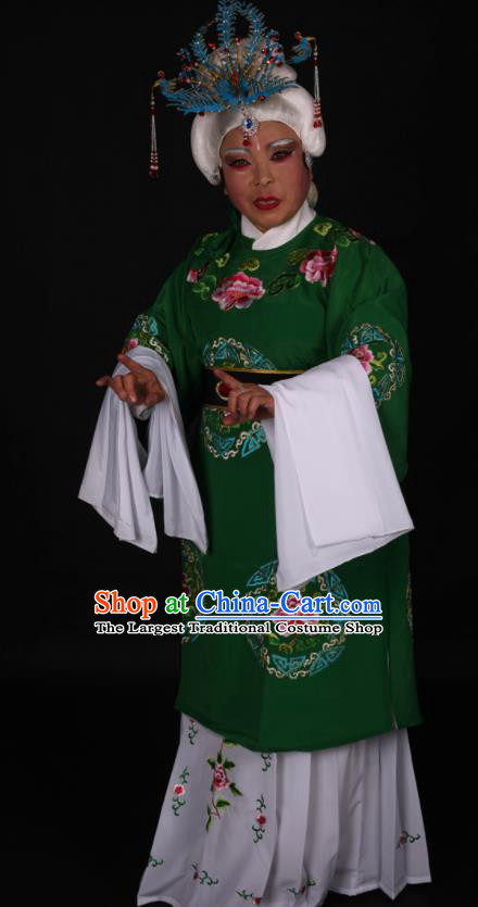 Traditional Chinese Peking Opera Stand By Green Dress Ancient Dowager Countess Costume for Women