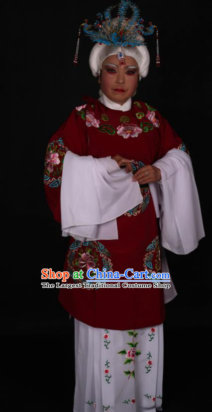 Traditional Chinese Peking Opera Stand By Amaranth Dress Ancient Dowager Countess Costume for Women