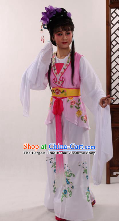 Traditional Chinese Peking Opera Maidservants Pink Dress Ancient Servant Girl Costume for Women