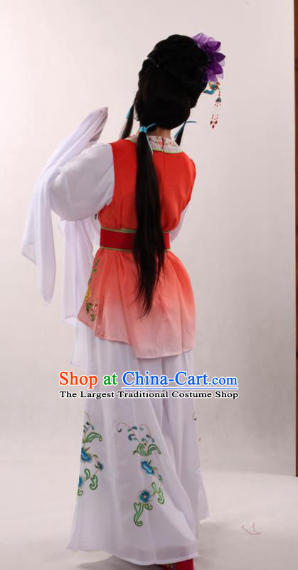 Traditional Chinese Peking Opera Maidservants Orange Dress Ancient Servant Girl Costume for Women