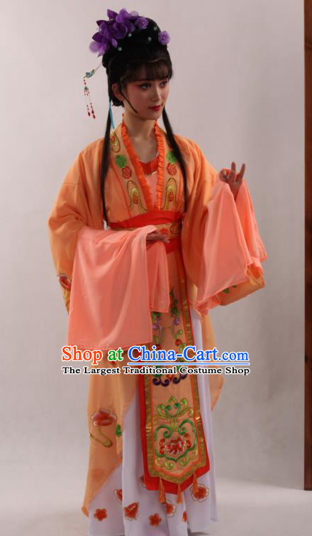 Traditional Chinese Peking Opera Diva Orange Dress Ancient Court Princess Costume for Women