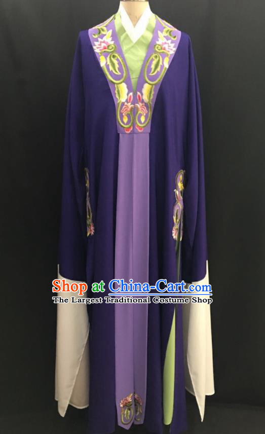 Traditional Chinese Huangmei Opera Niche Purple Robe Ancient Romance of the Western Chamber Scholar Costume for Men