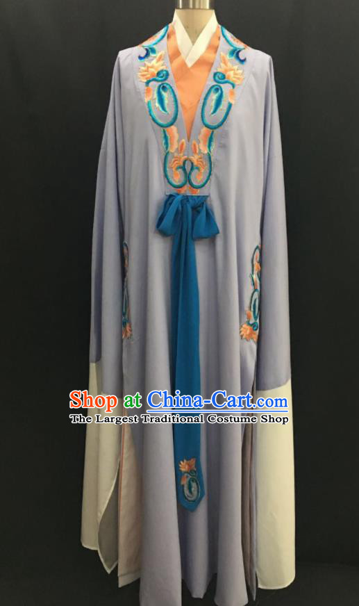 Traditional Chinese Huangmei Opera Niche Grey Robe Ancient Romance of the Western Chamber Scholar Costume for Men