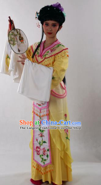 Traditional Chinese Huangmei Opera Diva Yellow Dress Ancient Peking Opera Nobility Lady Costume for Women