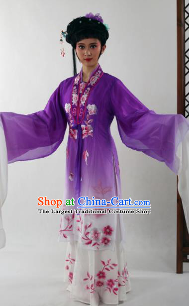 Traditional Chinese Shaoxing Opera Diva Purple Dress Ancient Peking Opera Nobility Lady Costume for Women