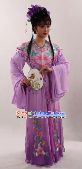 Traditional Chinese Peking Opera Diva Purple Dress Ancient Goddess Princess Costume for Women