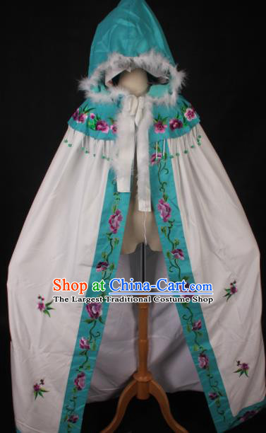 Traditional Chinese Shaoxing Opera Diva White Cape Ancient Peking Opera Princess Costume for Women