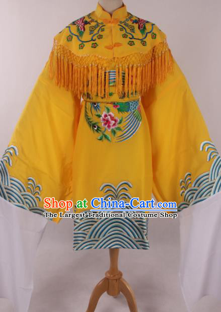 Traditional Chinese Shaoxing Opera Queen Yellow Dress Ancient Peking Opera Diva Costume for Women
