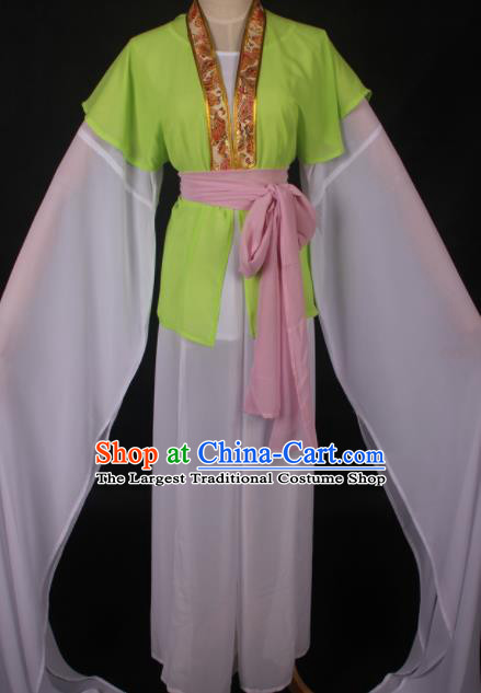 Traditional Chinese Shaoxing Opera Maidservants Green Dress Ancient Peking Opera Village Girl Costume for Women