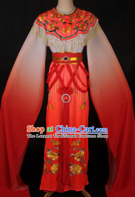 Traditional Chinese Shaoxing Opera Princess Orange Dress Ancient Peking Opera Diva Fairy Costume for Women