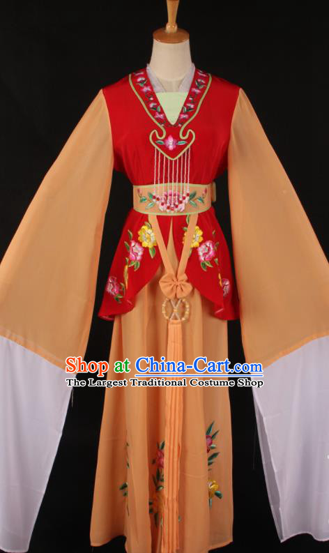 Chinese Traditional Shaoxing Opera A Dream in Red Mansions Orange Dress Ancient Peking Opera Maidservant Costume for Women