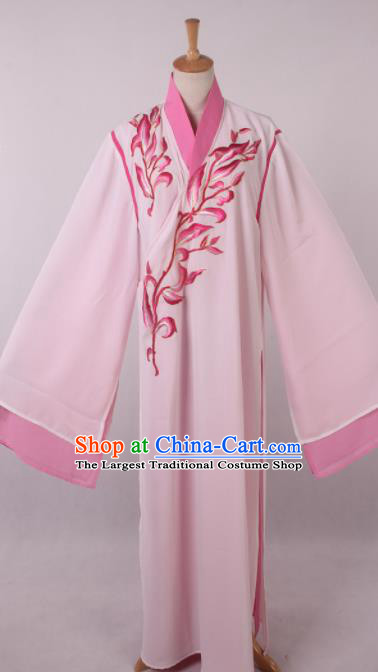 Traditional Chinese Shaoxing Opera Niche Liang Shanbo Pink Robe Ancient Gifted Scholar Costume for Men