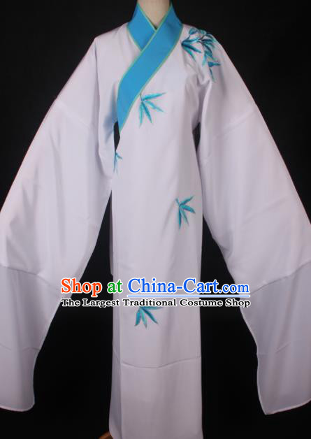 Traditional Chinese Shaoxing Opera Niche Embroidered White Robe Ancient Gifted Scholar Costume for Men