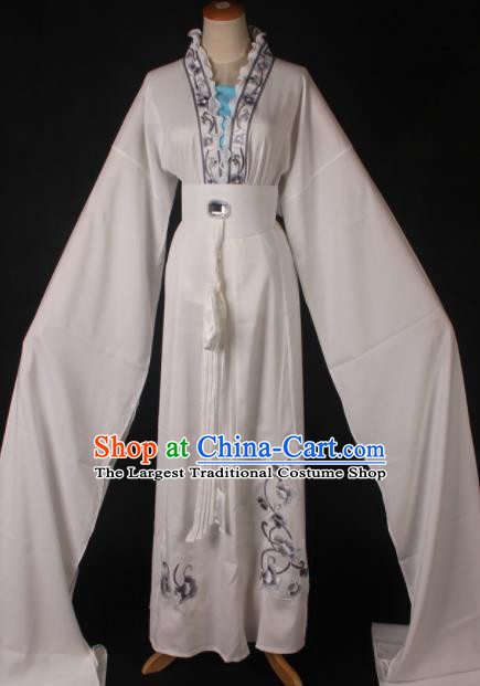 Traditional Chinese Shaoxing Opera Widow White Dress Ancient Peking Opera Diva Costume for Women