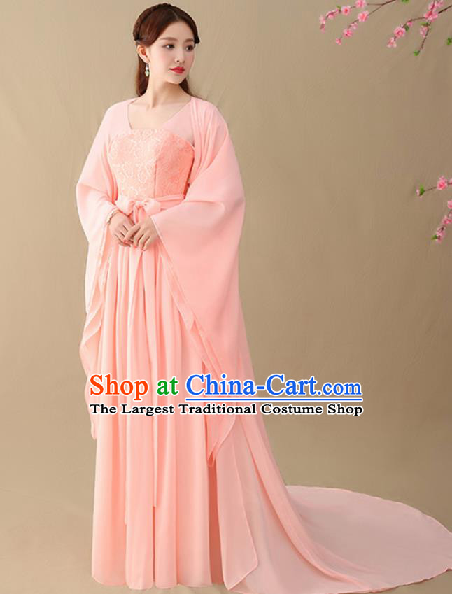 Chinese Ancient Drama Goddess Pink Hanfu Dress Traditional Tang Dynasty Imperial Consort Replica Costumes for Women