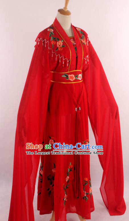 Chinese Traditional Shaoxing Opera Diva Goddess Red Dress Ancient Peking Opera Actress Costume for Women