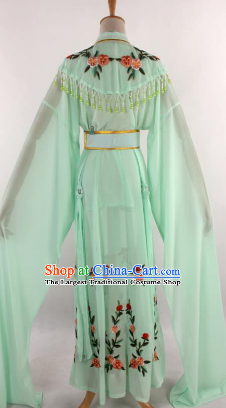 Chinese Traditional Shaoxing Opera Diva Goddess Light Green Dress Ancient Peking Opera Actress Costume for Women
