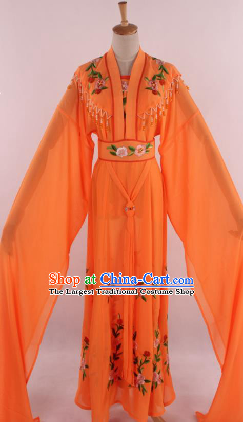 Chinese Traditional Shaoxing Opera Diva Goddess Orange Dress Ancient Peking Opera Actress Costume for Women
