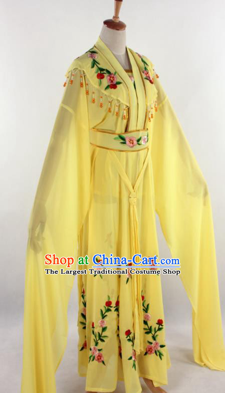 Chinese Traditional Shaoxing Opera Diva Goddess Yellow Dress Ancient Peking Opera Actress Costume for Women