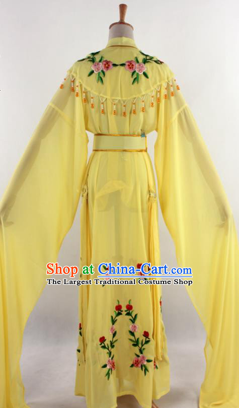 Chinese Traditional Shaoxing Opera Diva Goddess Yellow Dress Ancient Peking Opera Actress Costume for Women