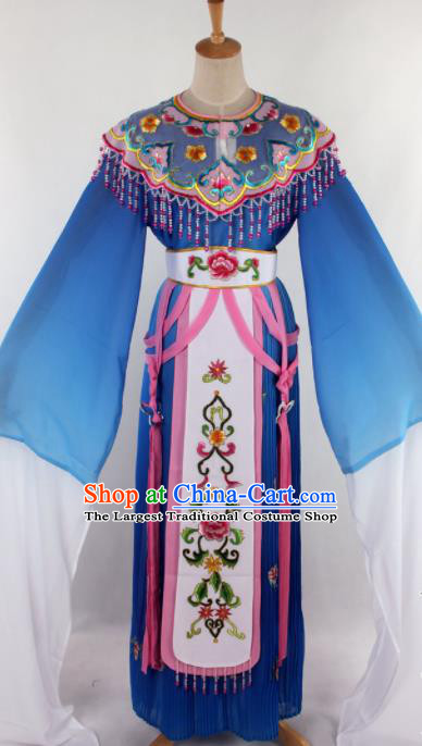 Chinese Traditional Beijing Opera Princess Blue Dress Ancient Peking Opera Diva Costume for Women