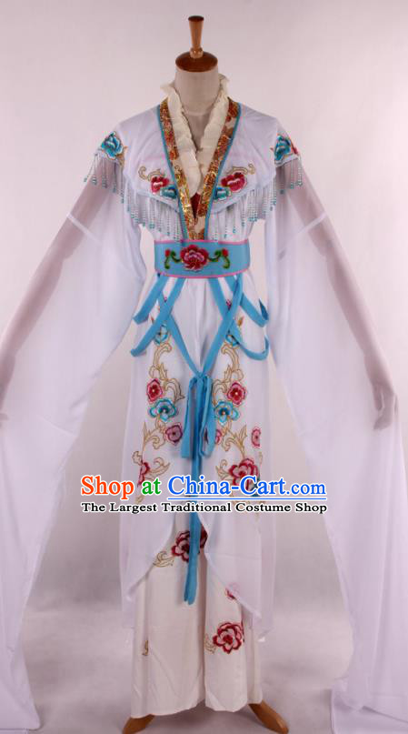 Chinese Traditional Beijing Opera Peri White Dress Ancient Peking Opera Diva Princess Costume for Women