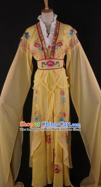Professional Chinese Beijing Opera Palace Princess Yellow Dress Ancient Traditional Peking Opera Diva Costume for Women