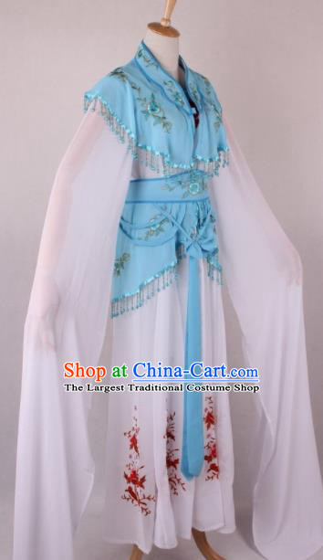 Professional Chinese Beijing Opera Court Lady Blue Dress Ancient Traditional Peking Opera Costume for Women