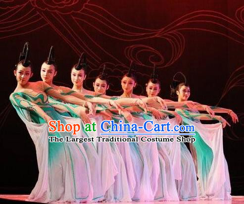 Traditional Chinese Classical Dance Fen Mo Costume Beautiful Dance Green Dress for Women