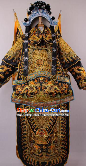 Chinese Shaoxing Opera Takefu Black Clothing Traditional Ancient General Da Kao Costume for Men