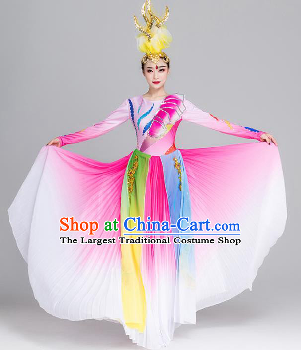 Traditional Chinese Spring Festival Gala Dance Chorus Pink Dress Stage Show Opening Dance Costume for Women