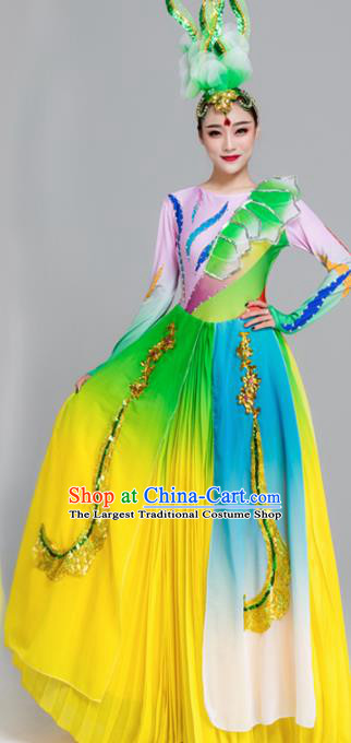 Traditional Chinese Spring Festival Gala Dance Chorus Green Dress Stage Show Opening Dance Costume for Women
