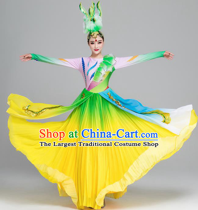 Traditional Chinese Spring Festival Gala Dance Chorus Green Dress Stage Show Opening Dance Costume for Women