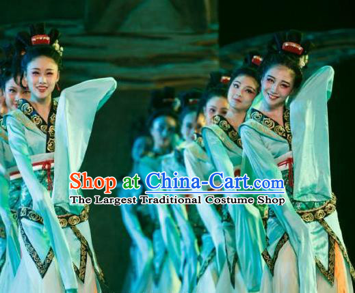 Chinese Beautiful Dance Classical Dance Competition Ta Ge Costume Traditional Stage Show Green Dress for Women