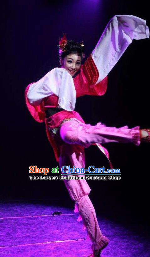 Chinese Beautiful Dance Tong Que Ji Red Costume Traditional Classical Drum Dance Competition Stage Show Dress for Women