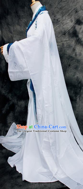 Traditional Chinese Cosplay Swordsman Nobility Childe White Costume Ancient Royal Highness Hanfu Clothing for Men