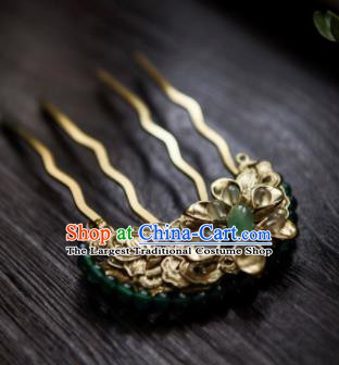 Chinese Ancient Princess Hair Accessories Golden Hair Comb Traditional Hanfu Hairpins for Women