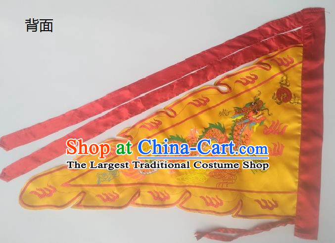 Chinese Traditional Embroidered Dragon Flag Dragon Boat Competition Golden Silk Triangular Flag