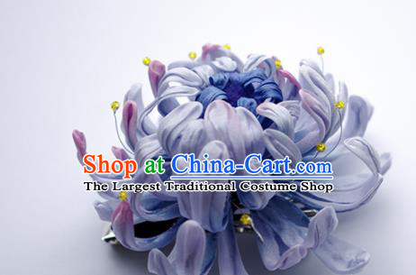 Japanese Kimono Hair Accessories Traditional Blue Chrysanthemum Hairpins for Women