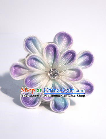 Japanese Ancient Purple Flowers Ear Accessories Traditional Kimono Earrings for Women