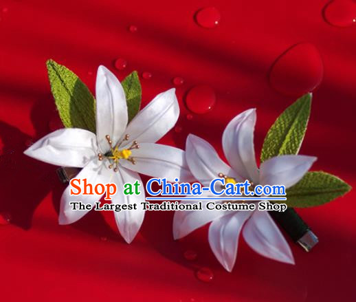 Japanese Geisha Kimono Lily Flower Hair Claw Hairpins Traditional Yamato Hair Accessories for Women