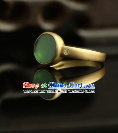 Chinese Ancient Court Emerald Ring Traditional Princess Hanfu Jewelry Accessories for Women