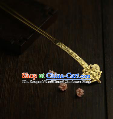 Chinese Ancient Princess Golden Butterfly Hairpins Traditional Hanfu Hair Clip Hair Accessories for Women