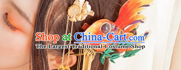 Japanese Geisha Kimono Red Goldfish Hair Claw Hairpins Traditional Yamato Hair Accessories for Women