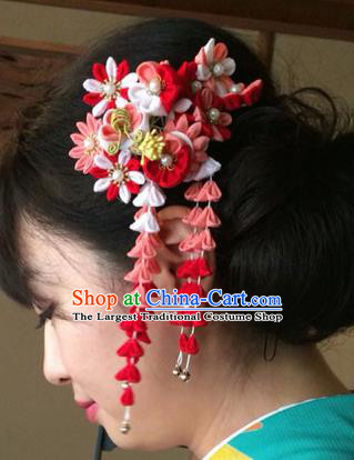 Japanese Geisha Kimono Wisteria Butterfly Tassel Hairpins Traditional Yamato Hair Accessories for Women