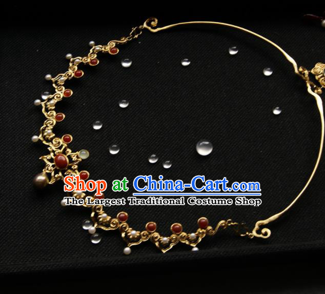 Chinese Ancient Court Agate Necklace Traditional Princess Hanfu Necklet Accessories for Women