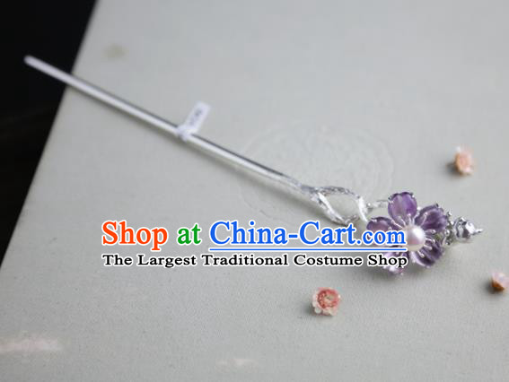 Chinese Ancient Princess Purple Cherry Blossom Hairpins Traditional Hanfu Hair Clip Hair Accessories for Women
