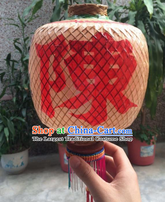Chinese Traditional Bamboo Weaving Craft Lantern Handmade Dragon Pattern Palace Lanterns